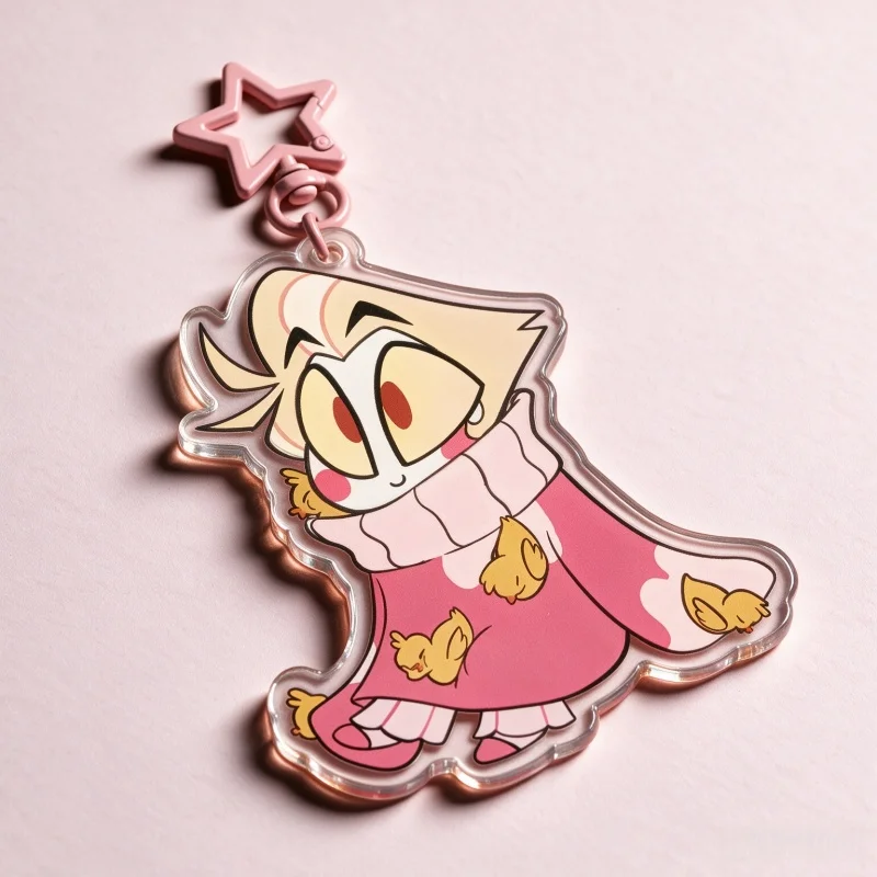 Hazbin Hotel Boss Adorable Duck Sweater Lucifer Acrylic Keychain Star Buckle Cartoon Bag Charm Double Sided Anime Pendant Gift