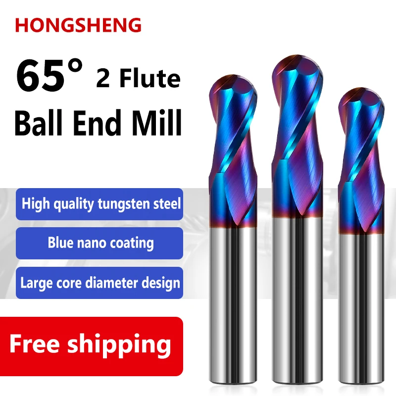 HRC65 Ball Nose End Mill R0.5-6 2 Flute Tungsten Carbide Cutter Router Bit Milling Tool 2 4 6 8 10 12 15 CNC Machine Milling T