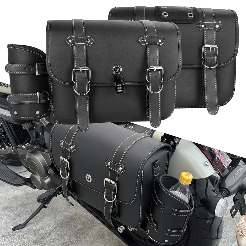 

2pcs Motorcycle Saddlebags PU Leather Luggage Pouch Side Tool Bag Saddle Bags For Harley Sportster XL 883 XL 1200