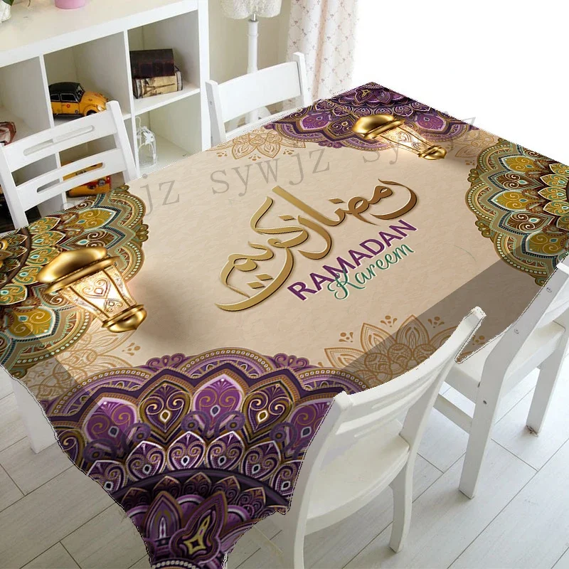 Ramadan Tablecloth Kitchen Rectangular Tablecloth Crescent Eid Home Table Accessories Muslim Mosque Festival Party Tablecloth