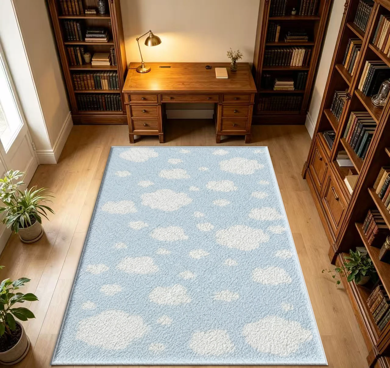 Light Blue Cow Spot Print Carpet, Soft and Stylish Rug, Suitable for Bedroom, Children's Room, Living Room, and Indoor Home Decor