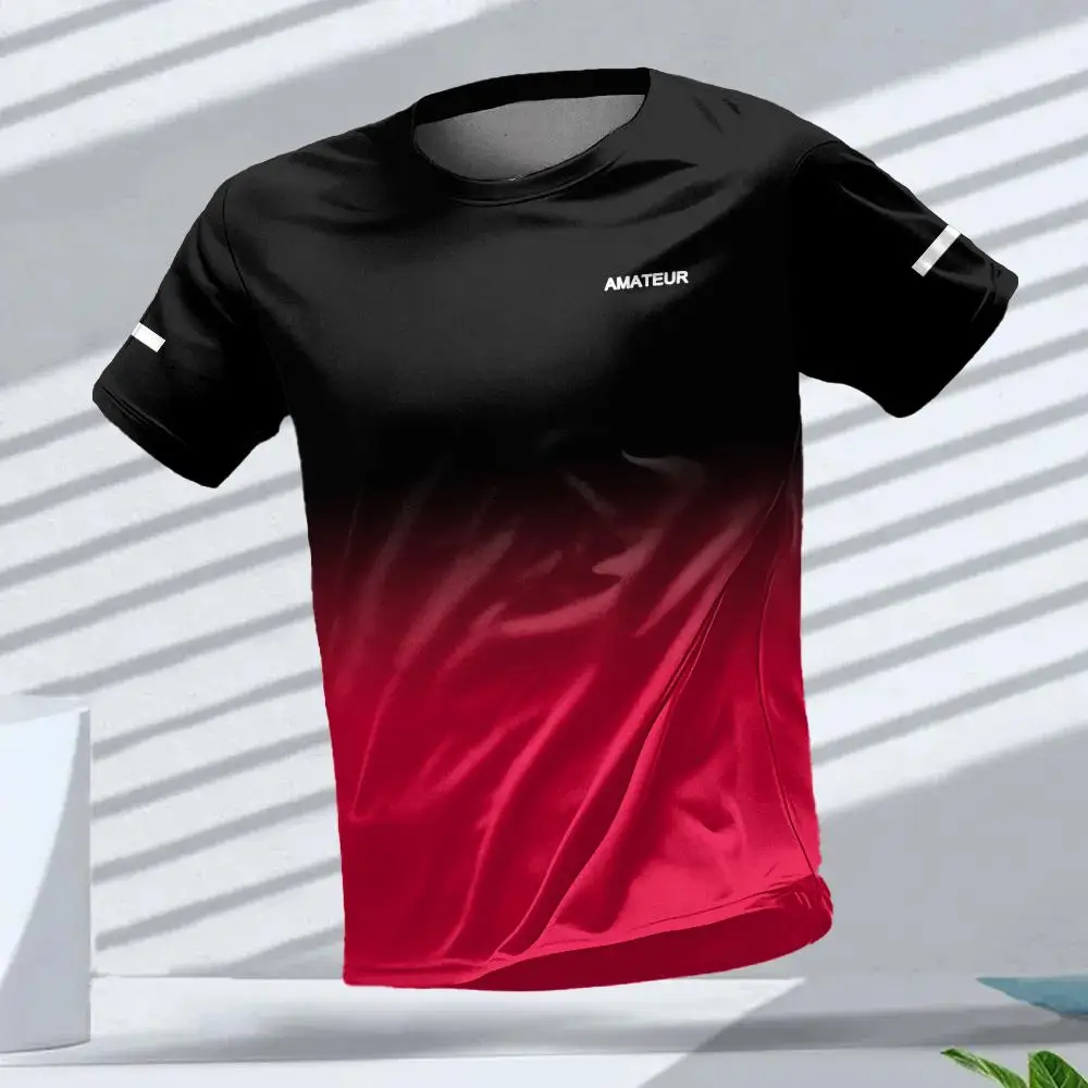 Men's T-shirt Outdoor Sports Running T-shirts Gradient Pattern Printed T-shirt Comfortable Quick Drying Short Sleeve Unisex Tops image 5