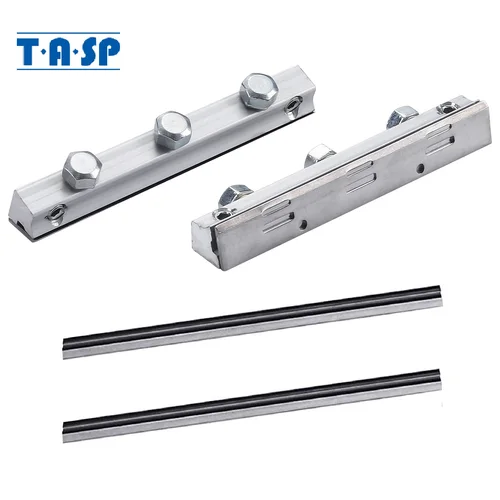 Imagen 1 del producto Abrazaderas de soporte de hoja cepilladora TASP de 82mm y juego de cuchillos HSS de 82x5,5x1,2mm para cepilladora eléctrica de mano