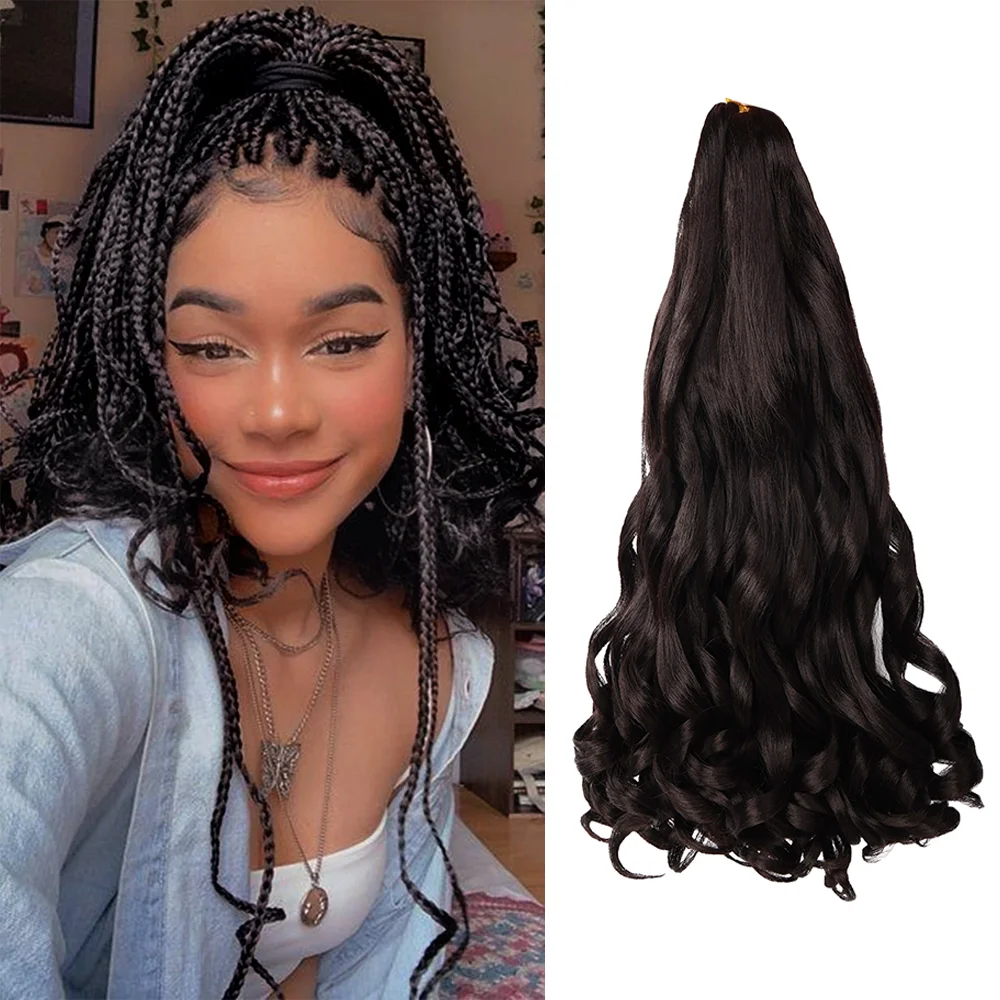 Synthetic Bouncy Braiding Hair Pre Stretched, Easy Braid French Curl Braids, Lightweight Wavy Hair Extensions for Braids