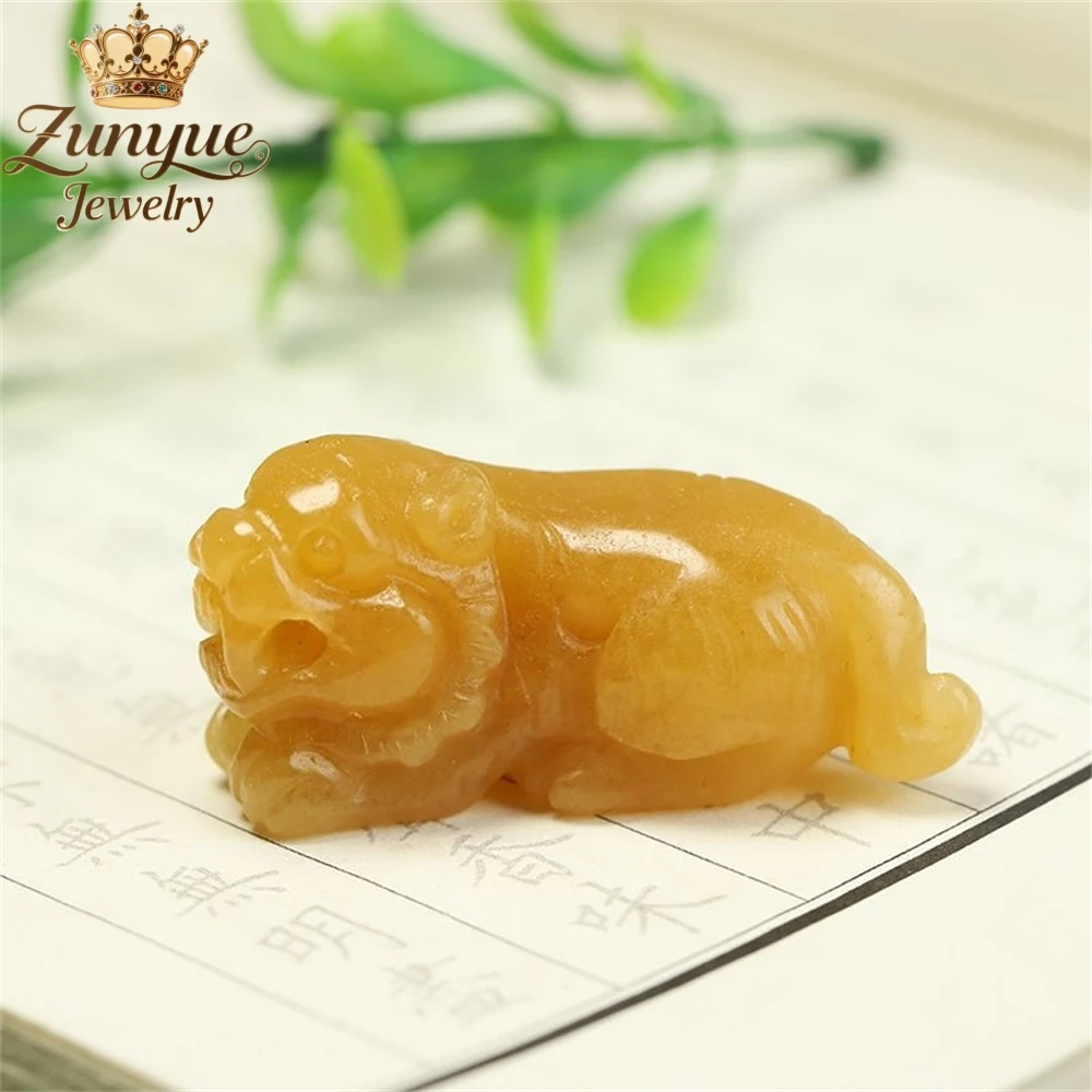 

High-End Yellow Dragon Jade Zodiac Tiger Pendant Luxury Quality Jewelry Fashion Jewelry Exquisite Elegant Charms Popular Gift