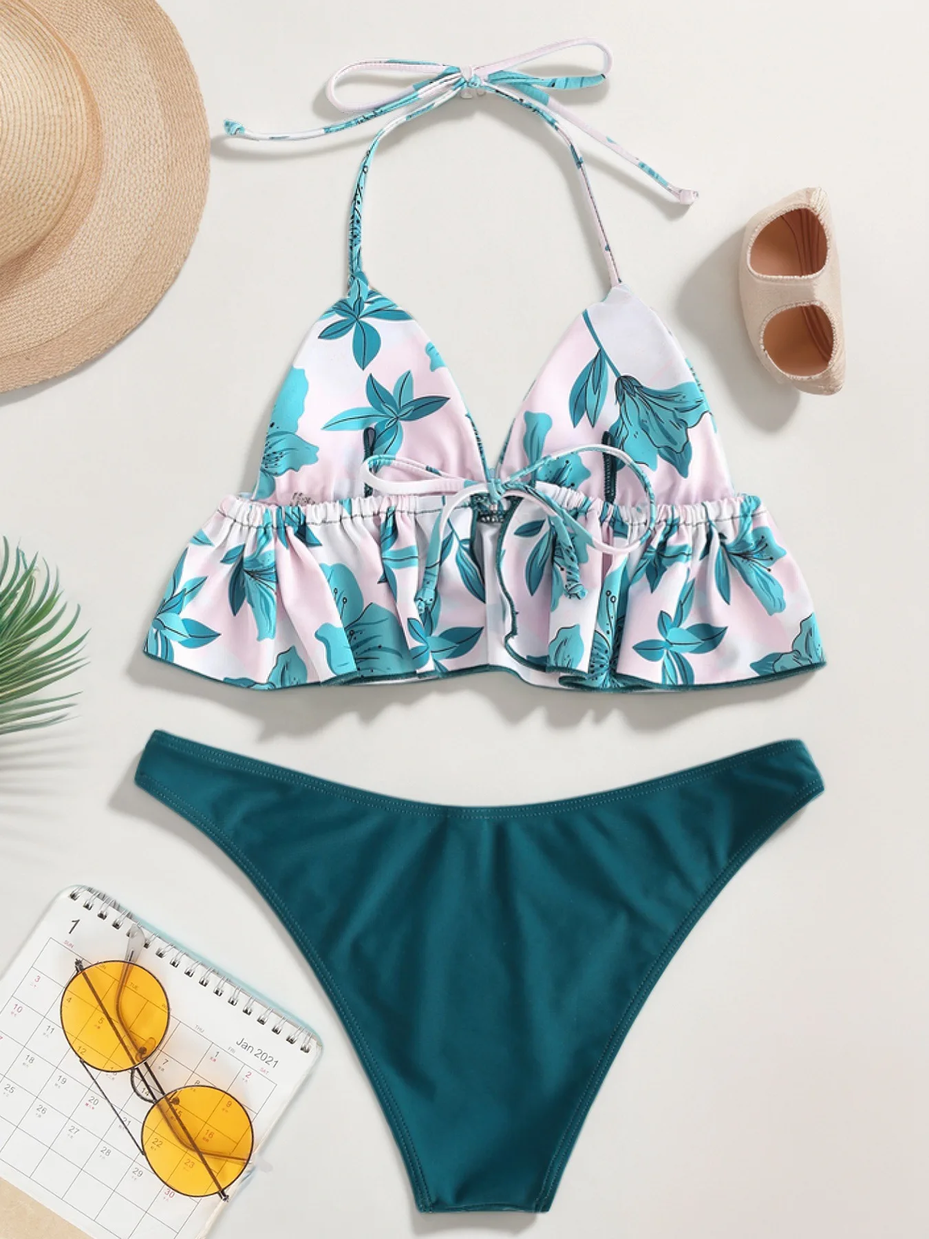 2025 New Sexy Bikini Set Floral Print Two-Piece Swimwear High Waist Swimsuit for Women Beach Vacation Beach Outfits Sexy Suits