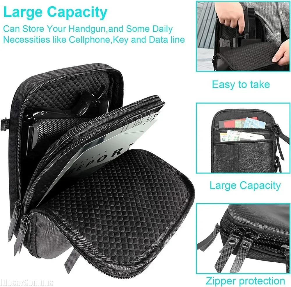 Tactical Concealed Gun Carry Bag Handgun Mag Shoulder Bag Fanny Pack Hunting Waist Pocket Soft Protection Pistol Gun Case