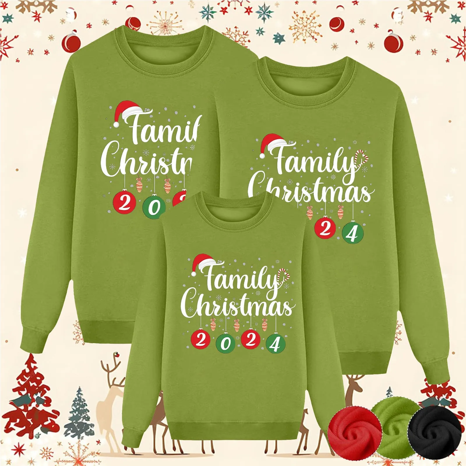 Family Christmas Sweatshirts Letter Printed Hoodie Winter Crew Neck Long Sleeved Hoodies Women Clothing Hoodless Pullover Kids