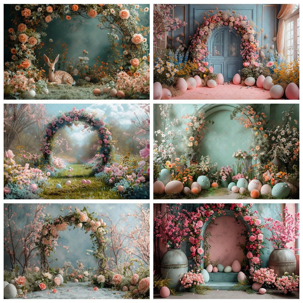 

Spring Easter Egg Photography Background Arch Wreath Egg Background Wall Pie Banner Photography Gallery Studio Supplies