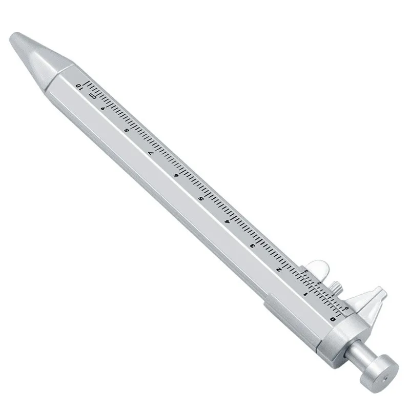 Creative plastic vernier caliper type ballpoint pen multi-purpose gift measuring scale 0-100mm