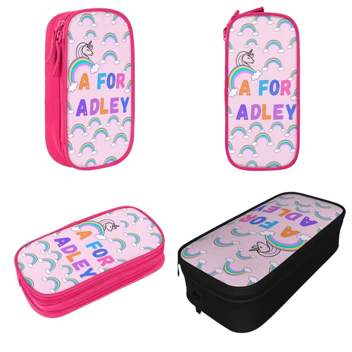 Pink A for Adley Pencil Case Cartoon Pencilcases Pen for Girl Boy Big Capacity Pencil Bags School Supplies Zipper Stationery