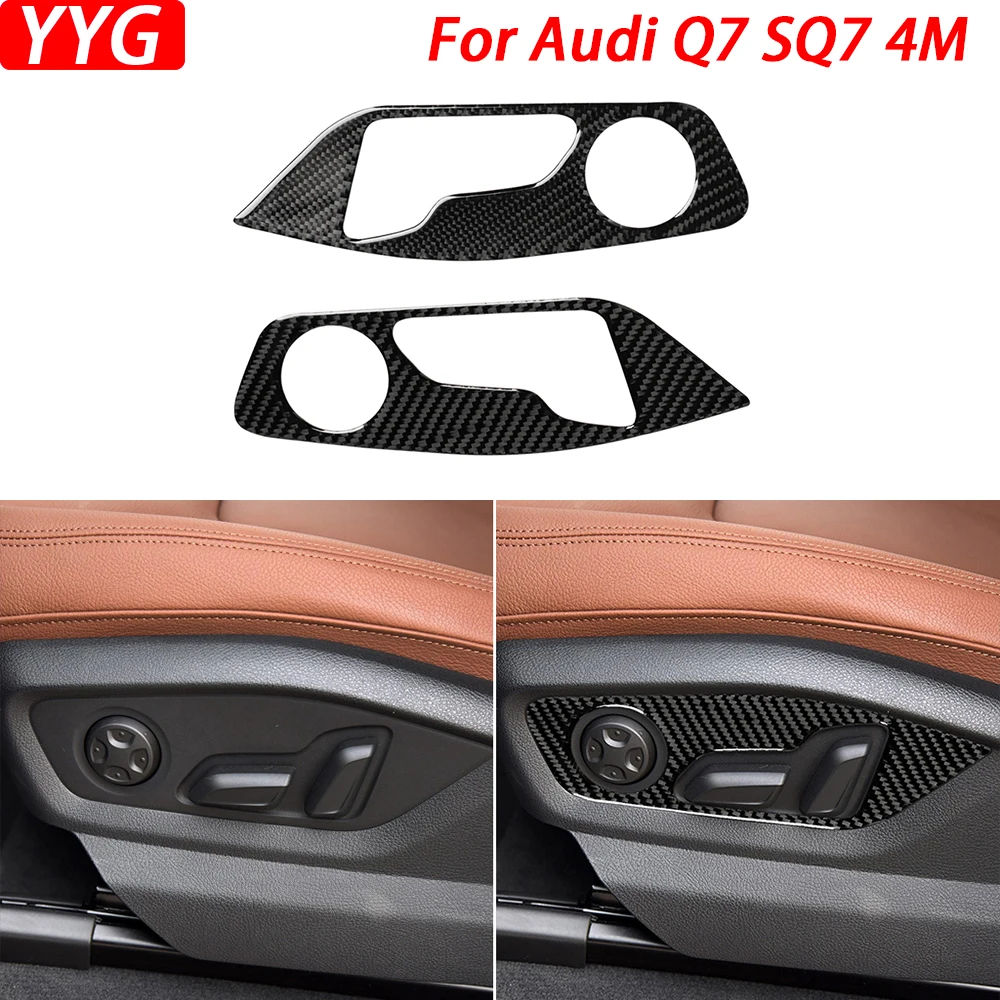 

Настоящая панель регулировки сиденья из углеродного волокна, декоративная крышка, аксессуары для украшения интерьера автомобиля, наклейка для Audi Q7 SQ7 4M 2016-19
