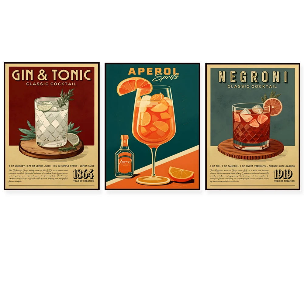 Cóctel de mimosa, cosmopolitan, cóctel de gin y tónico, cóctel manhattan, gin, negroni, póster de cóctel de whisky sour, arte de bar