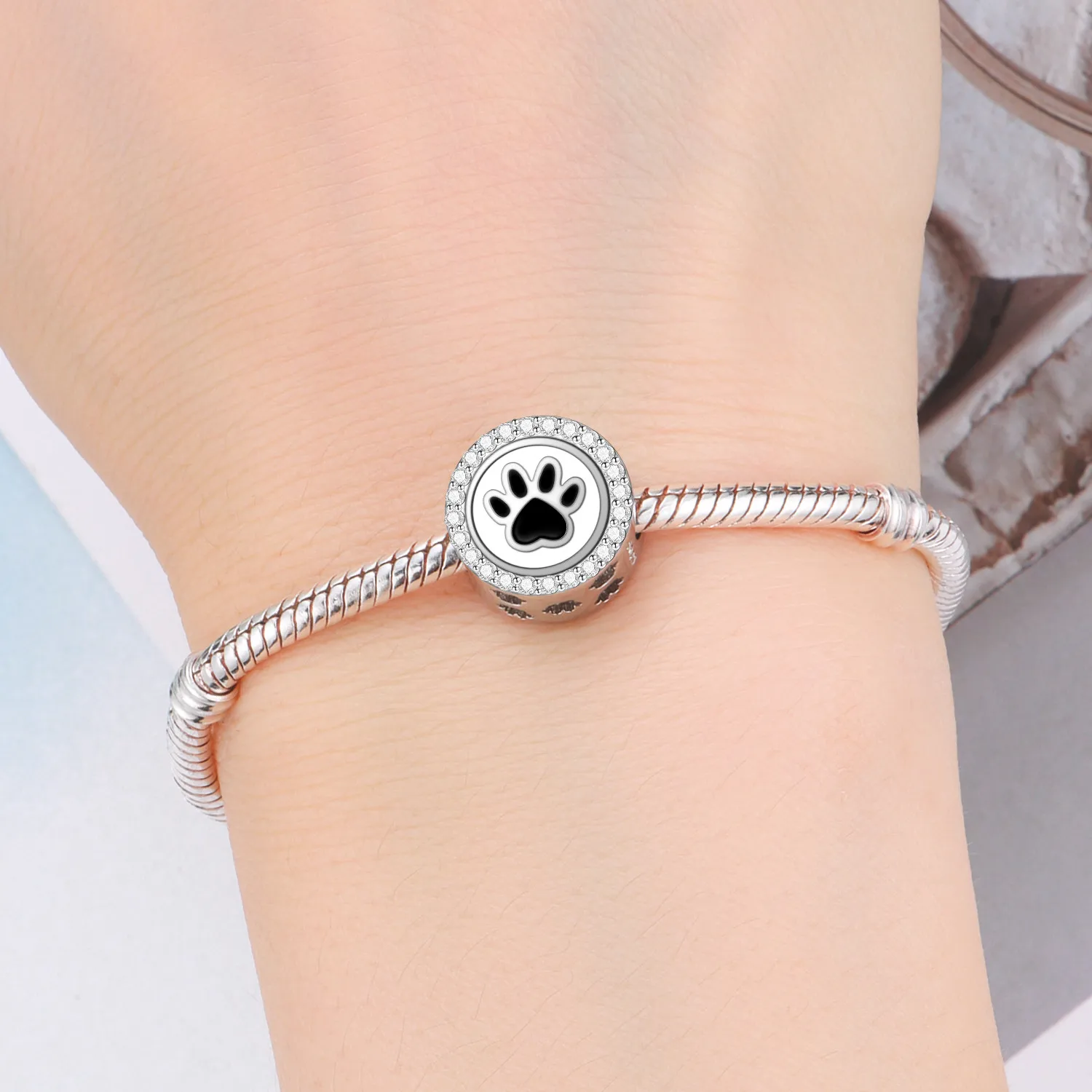 PANPOKI 925 Sterling Silver Double Sided Cute Claw Bead Original Pendants Bracelet Necklace Charm Jewelry Party DIY Gifts