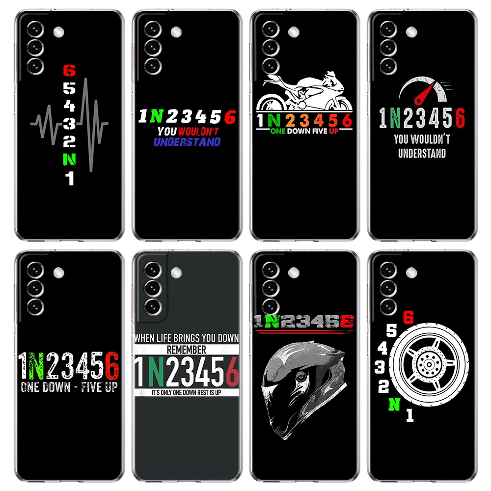 1N23456 Motorcycle Case for Samsung Galaxy S24 S23 S22 S20 S21 FE Ultra S24 S23 S10 S10E S9 S8 Plus Transparent Phone Shell Bag