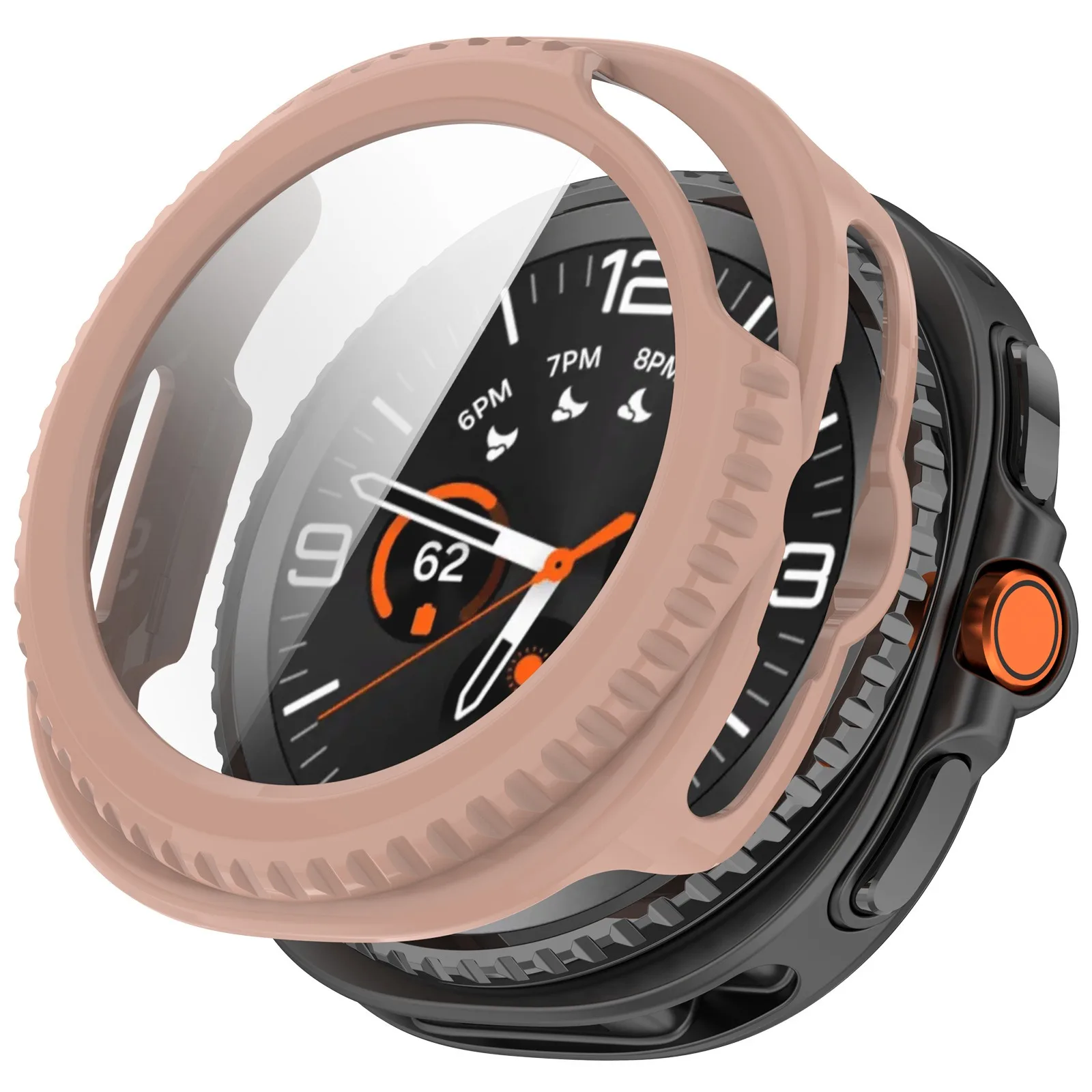 

Для Samsung Galaxy Watch8 Classic 46 мм Жесткий защитный чехол для ПК с пленкой из закаленного стекла - розовый