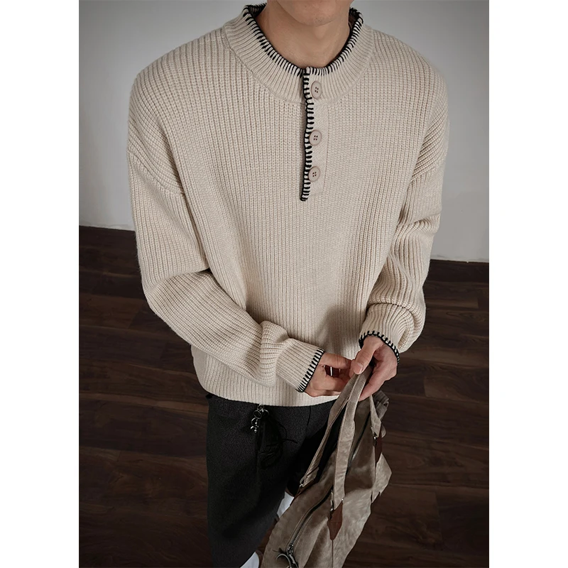 الشتاء سترة الرجال الدافئة موضة عادية بلوفر مغزول الرجال الكورية فضفاضة الجولة الرقبة طويلة الأكمام سترة رجالي البلوز الملابس