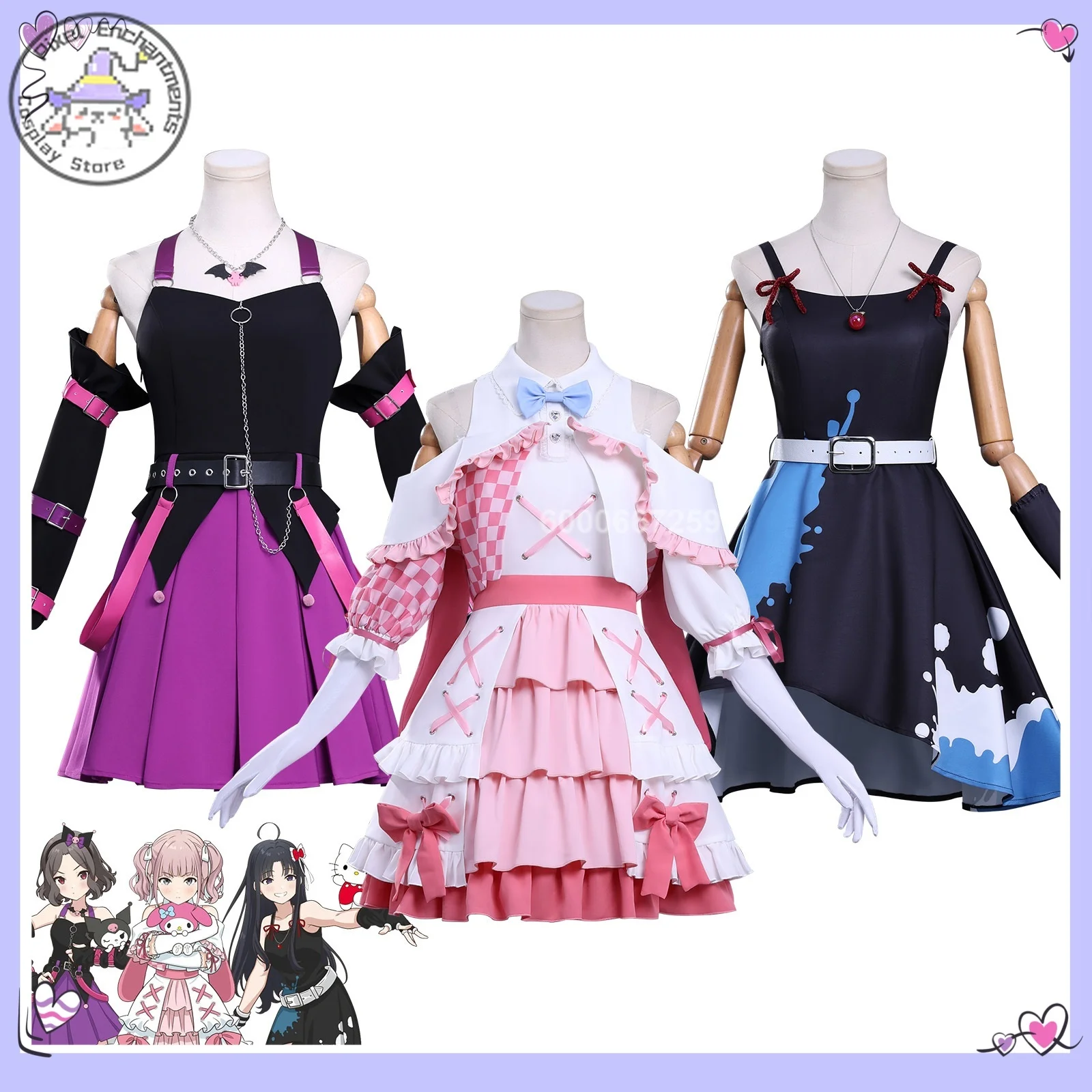 

Girls Band Cry Cosplay Costume Anime TOMO/486/ Hina Role Playing Cute Stage Uniform Dress for Women Adult Comic Con Outfit Wig