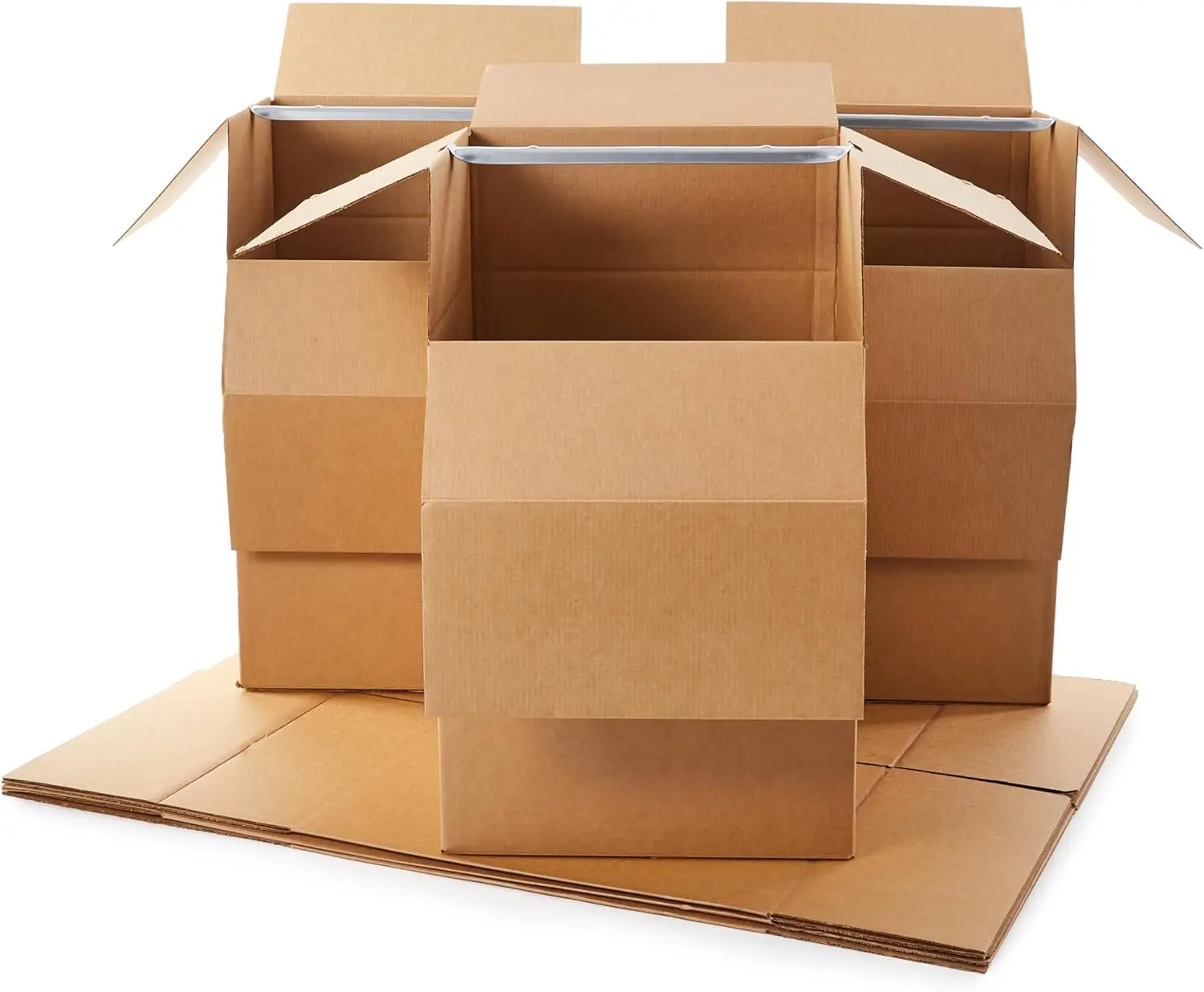 

6-Pack Brown Wardrobe Moving Boxes with Hanging Bar, 24x24x40 Inches, Heavy-Duty Storage