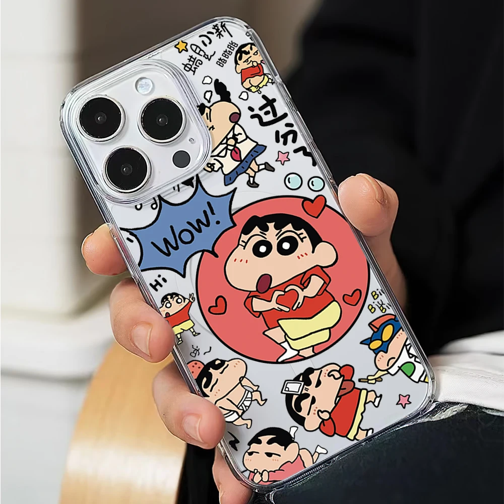 Cartoon C-Crayon-S-Shin-chans Cute Phone Case for iPhone 12 11 13 14 15 16 Max Pro Plus Magsafe Magnetic Wireless Cover