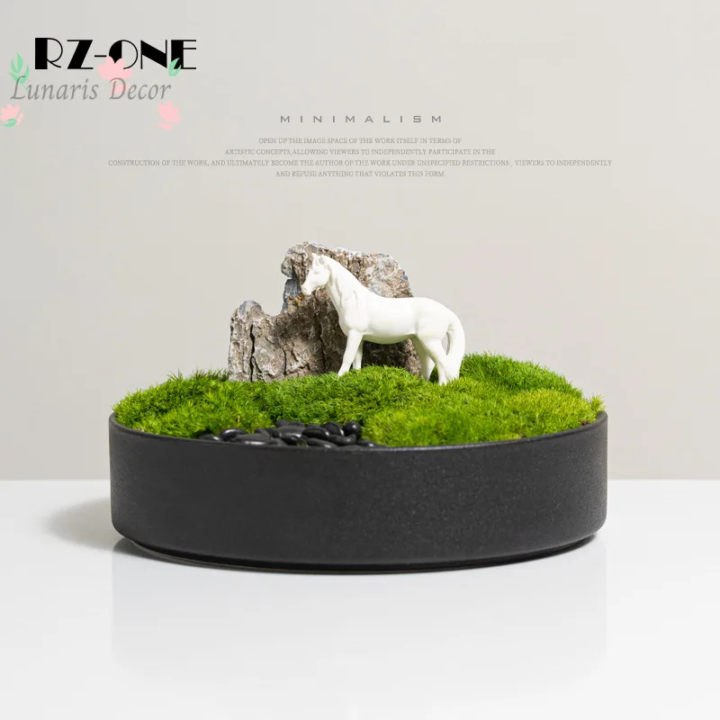 

Immortal moss artificial flower arrangement negotiation table green plant bonsai potted plant
