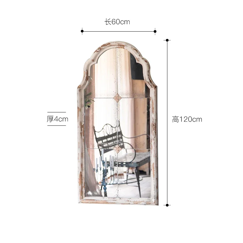 American Retro Dressing Mirror Wall Hanging Decorative Wall Floor-to-ceiling Full Body Home B&B Used Clothing Store