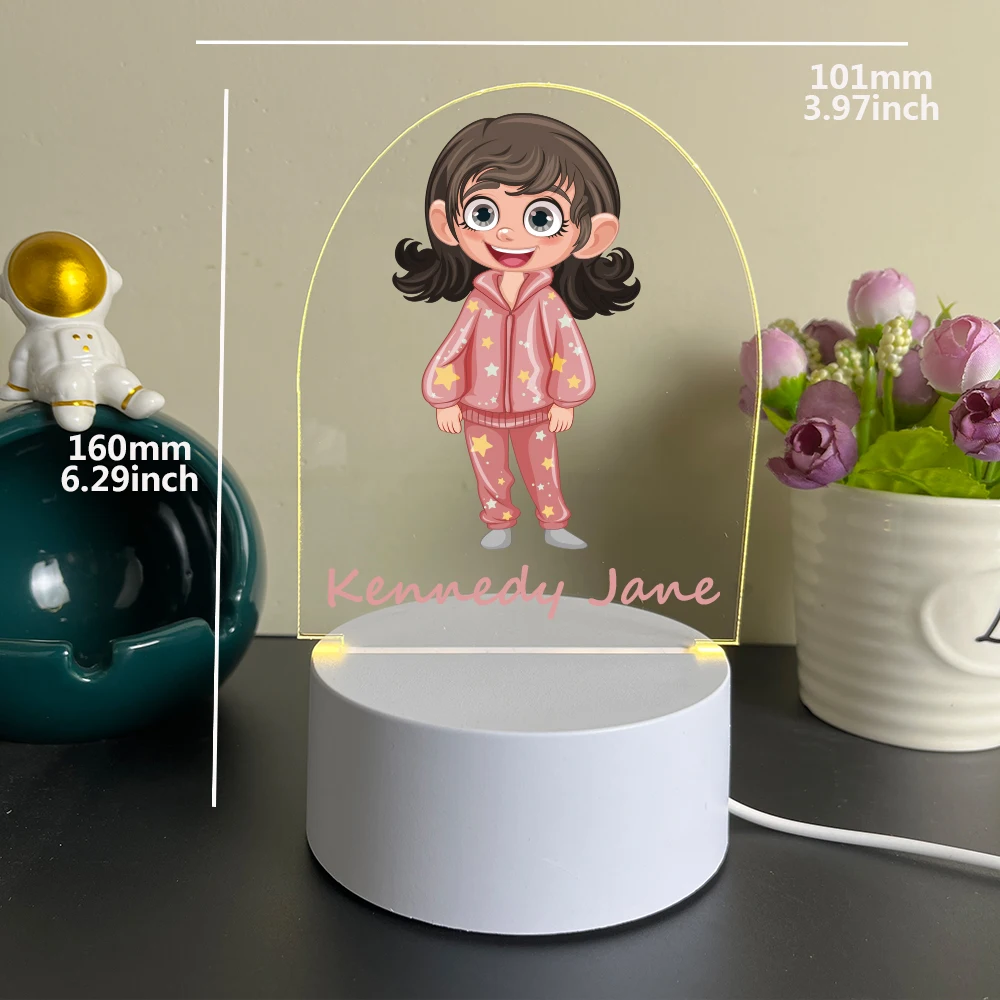 Personalized Custom Girl Cartoon  Table Lamp Room Decor For Boys Birthday Usb Ambient Desk Lamp With Touch Button