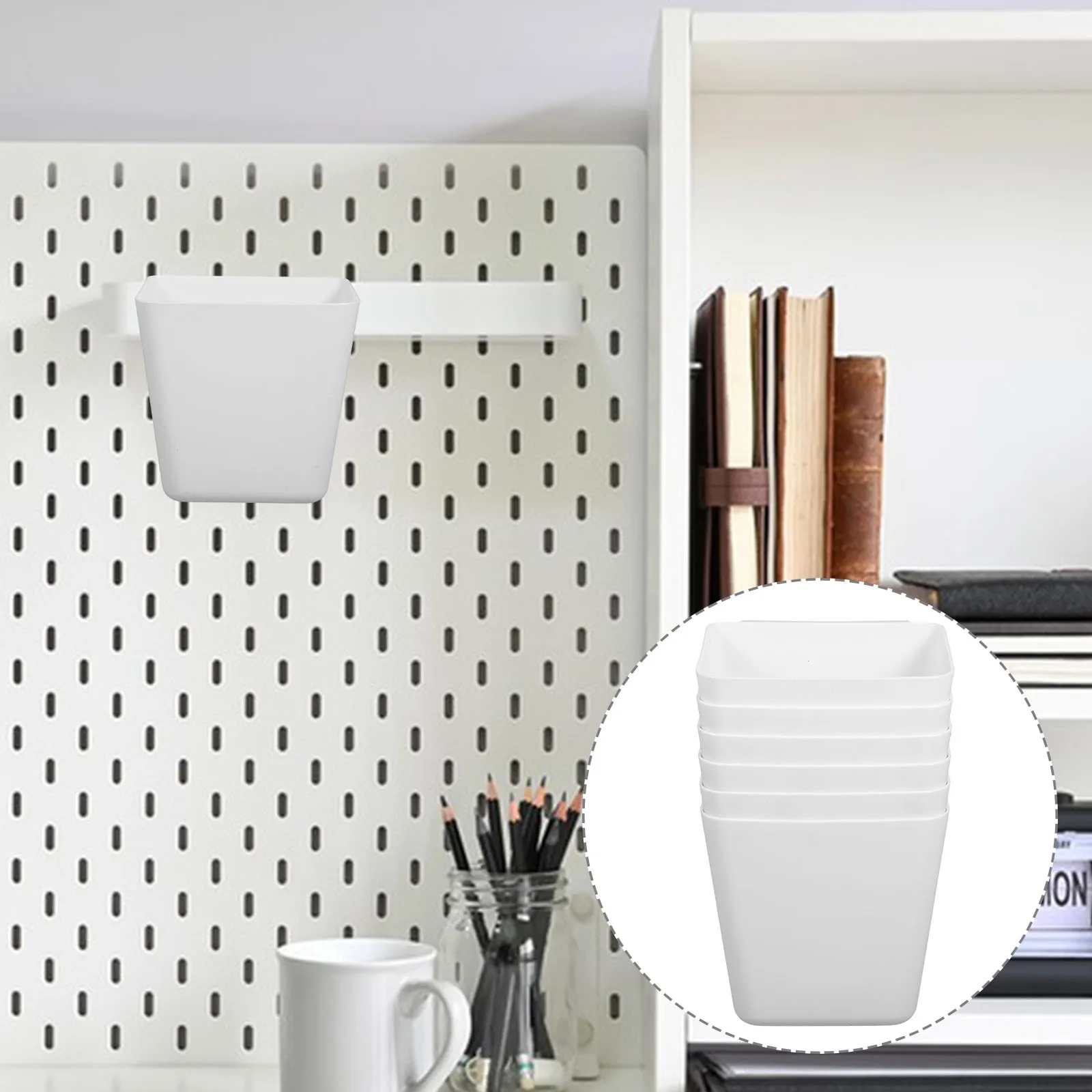 

6Pcs ABS Hanging Storage Cups Compact Rolling Cart Organizer Waste Container Home Office Use Rolling Cart Storage Cup