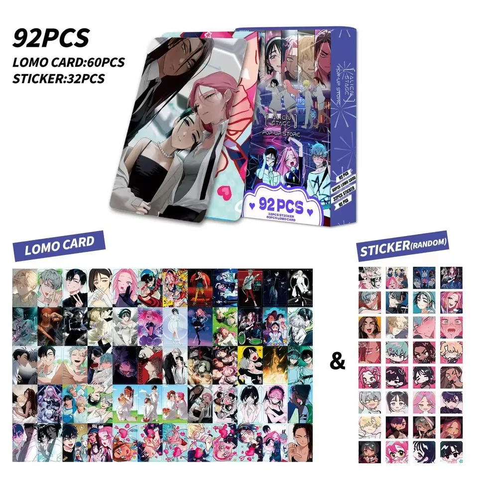 92PCS Korean Manga Alien Stage Photo Cards Set - Luka Hyuna Ivan Collectible LOMO Card With Bonus Stickers