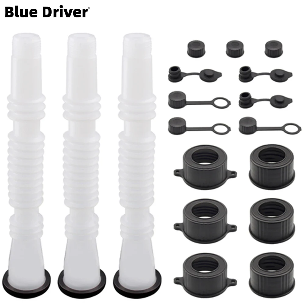 3 Piece Gas Tank Nozzle Replacement Car Flexible Pour Nozzle Gasket Kit with Neck Cap Plug and Nozzle Nut Car Accessories