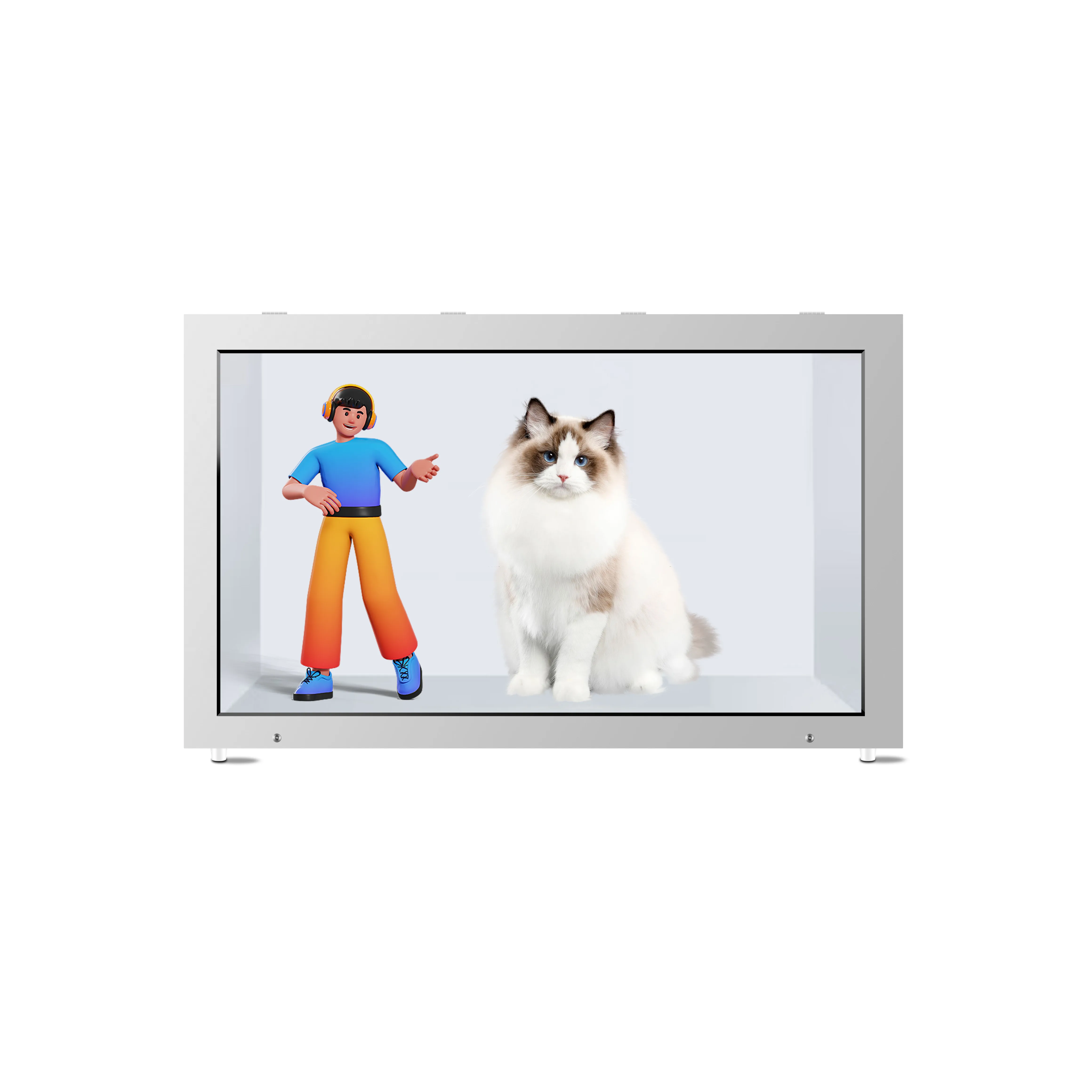 18.5 Inch 3D Touch Screen LCD Display Cabinet Transparent Iron And Metal Material For Shopping Mall Exhibitions