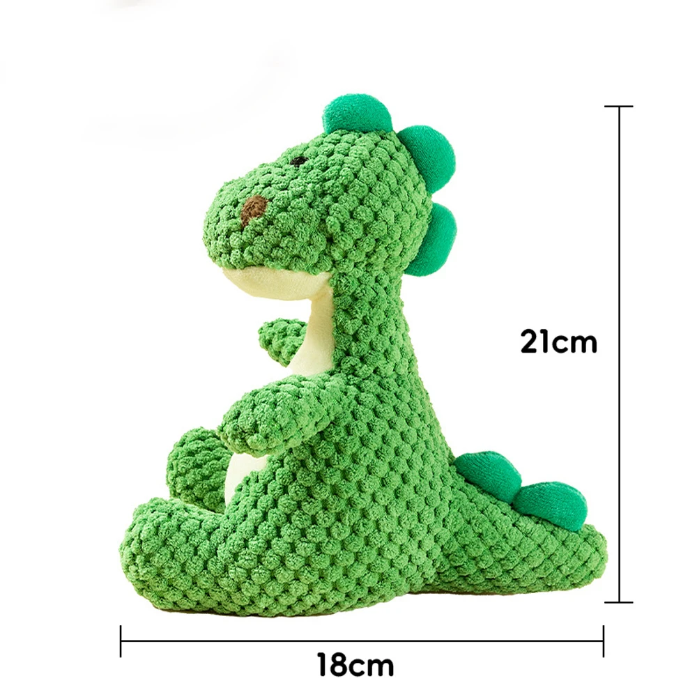 Niedliches, geräuscherzeugendes Dinosaurier-Kuscheltier, weicher Plüschbegleiter zum Schlafen, interaktiv, gegen Langeweile, zur Selbstbeschäftigung, geeignet für Welpen und Kätzchen zum Kauen, Plüschtier, Hundespielzeug, Stofftier, Kauspielzeug, geeignet für alle Hunderassen/alle Katzenrassen, Geburtstagsgeschenk, Outdoor-Spiel – Detail 3