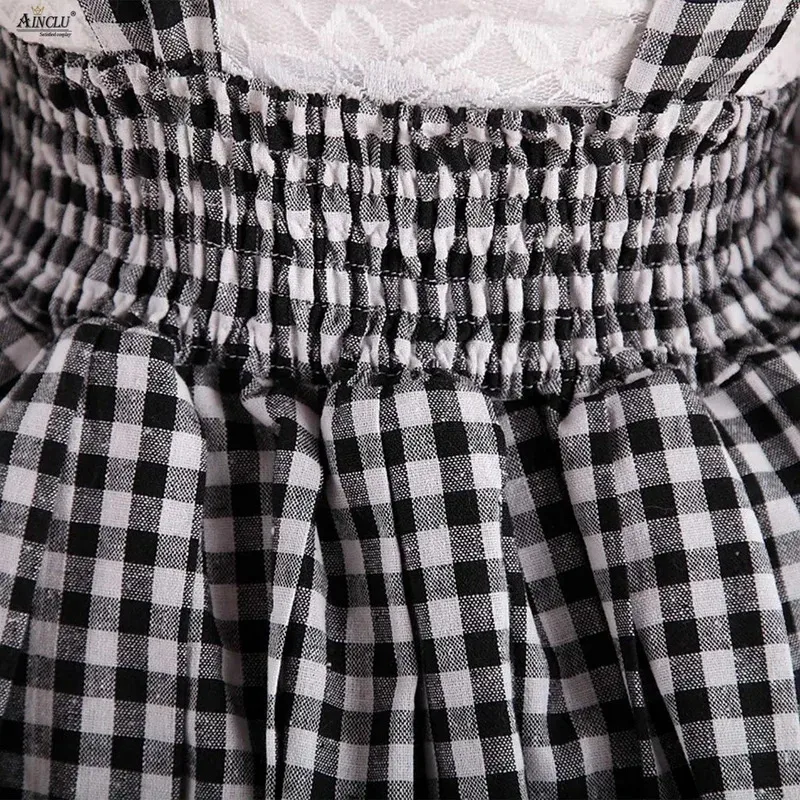 Ainclu إمرأة أبيض وأسود حزام منقوشة القطن الدانتيل لوليتا الحمالة الكرة ثوب حفلة عيد ميلاد التنانير XS-XXL if;3 #5