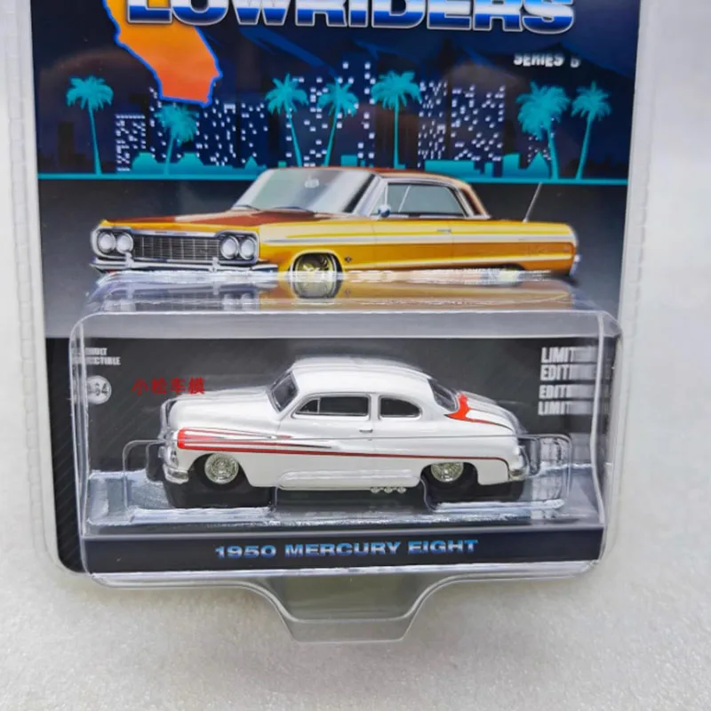 GreenLight 1:64 Scale 1950 Mercury Coupe/Eight Chopped Convertible Car White/Blue Alloy  Car Model Boy Gift Toys