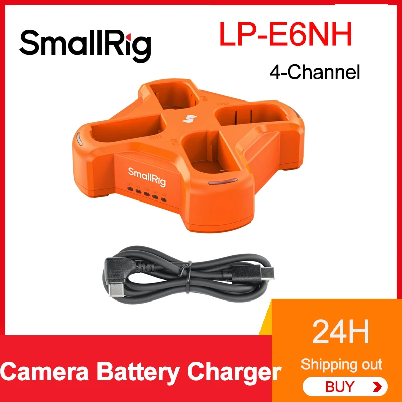 Smallrig LP-E6NH 4-Channel Camera Battery Charger 60W Type C Charging Base For Canon 70D 6D 7D R6 R5 60D 80D 90D 5D4 Mark4 R5 C