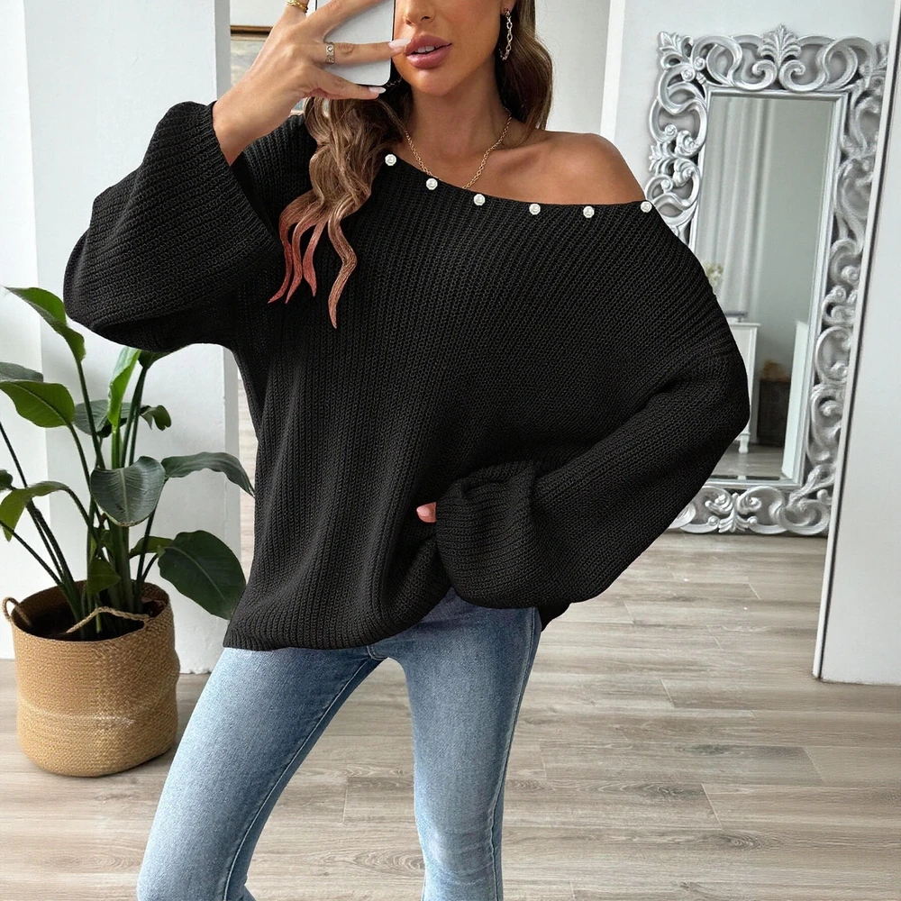 

Business Commute Style Long Sleeve Round Neck Sweater Fitted Design Straight Tube Sleeves No Decoration Required
