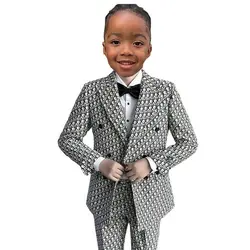 2 Piece Boy Suit Wedding Tuxedo Kids Jacket Pants Slim Fit Custom Clothes Luxury Kids Blazer Set 2 - 16 Years Old