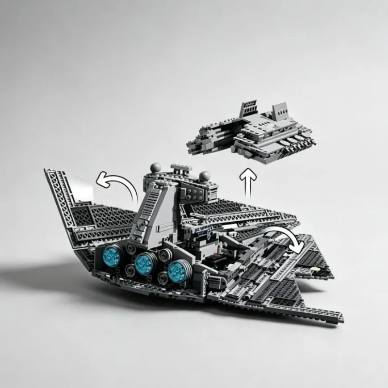 Big Sale 1555Pcs  Space Battleship Building Block Set,  Starship Model Kit, Science Fiction Military Warship Bricks view 6
