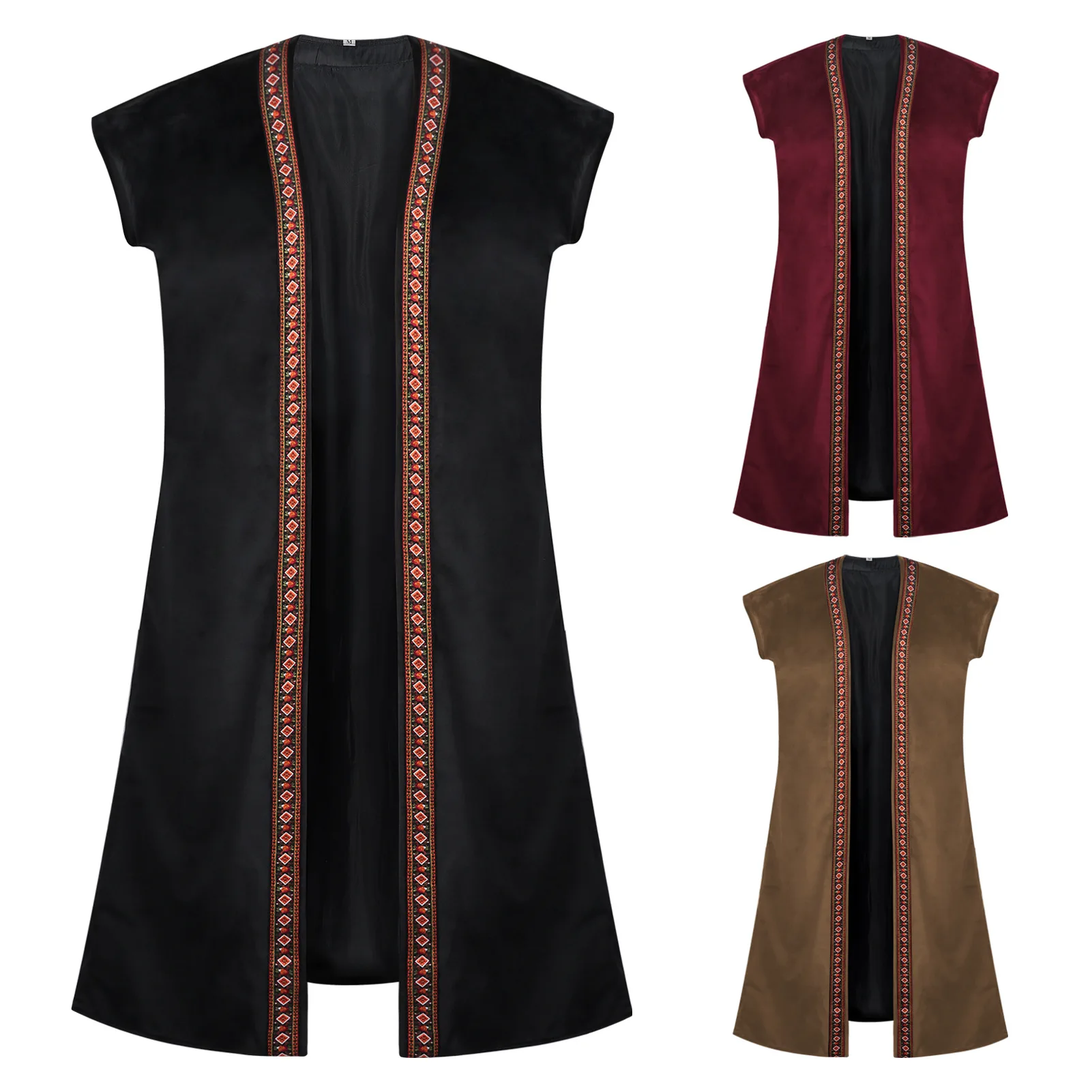 

Винтажный средневековый костюм эпохи Возрождения, пиратский длинный стиль, майка с вышивкой, костюм на Хэллоуин для взрослых