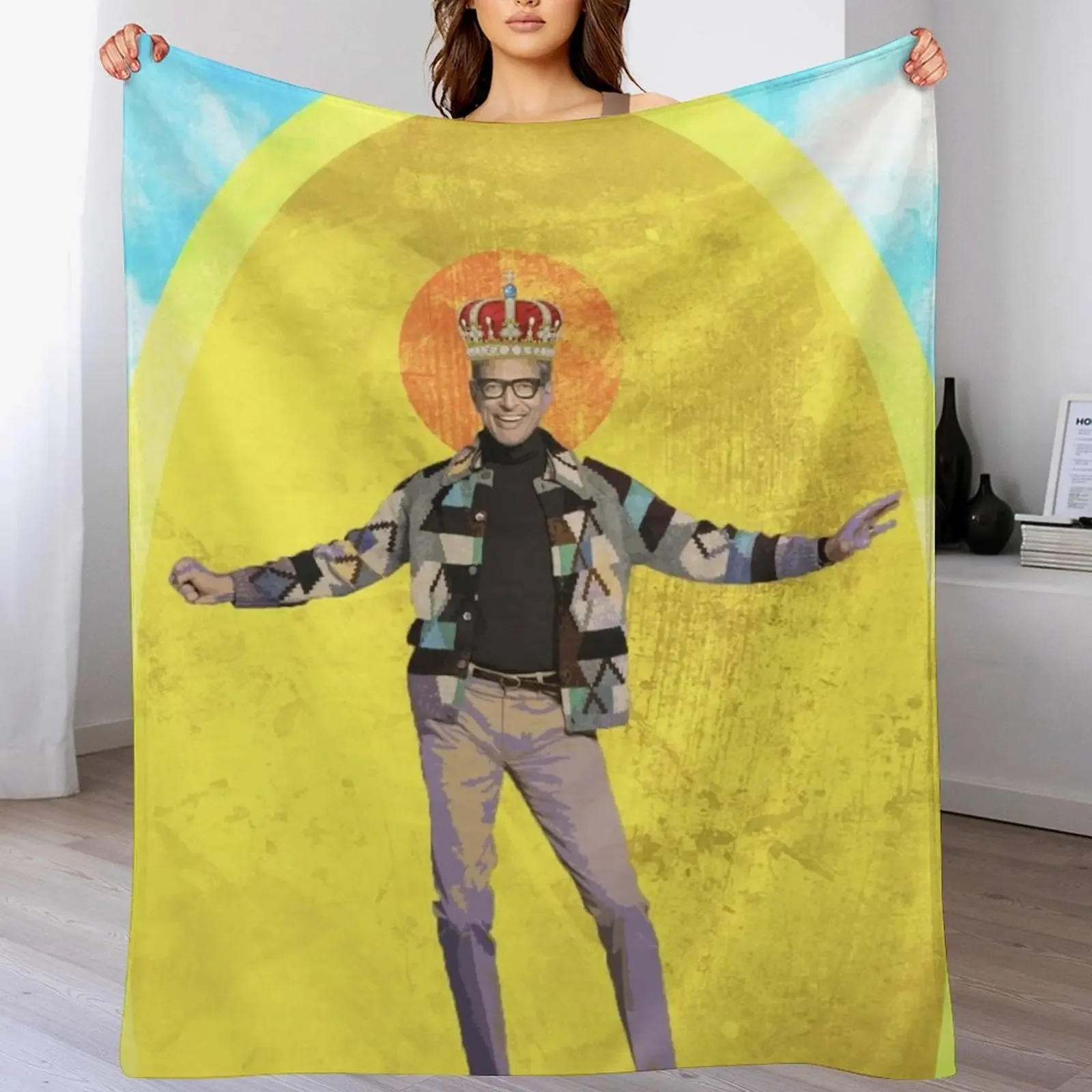 

Holy Jeff Goldblum Throw Blanket Blankets For Bed funny gift Flannels Loose Blankets