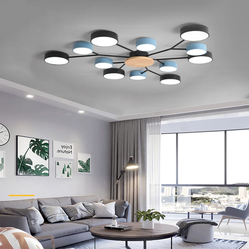 

Modern LED ceiling lamp bedroom living room wooden chandelier dining room ceiling chandelier villa apartment 220V ceiling light