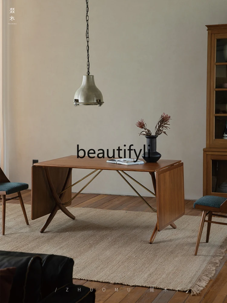 Folding table\ Medieval retro style solid wood dining table designer creative workbench