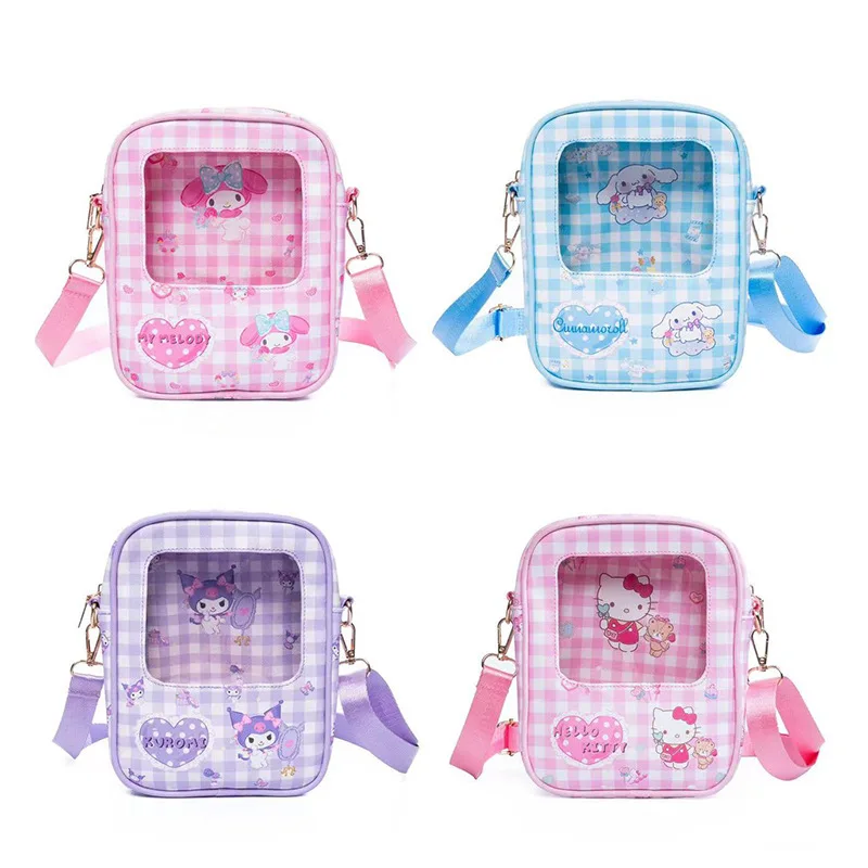 

Sanrio Shoulder Bag Hello Kitty Cinnamoroll Kuromi My Melody Cartoon Children Crossbody Bag Transparent Cosmetic Bag Girl Wallet