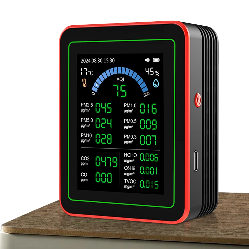 Sensores de Monitor de calidad del aire 18 en 1, detección de CO2 PM2.5/PM10 HCHO TVOC, Detector profesional de calidad del aire para el hogar, Hotel, oficina y coche