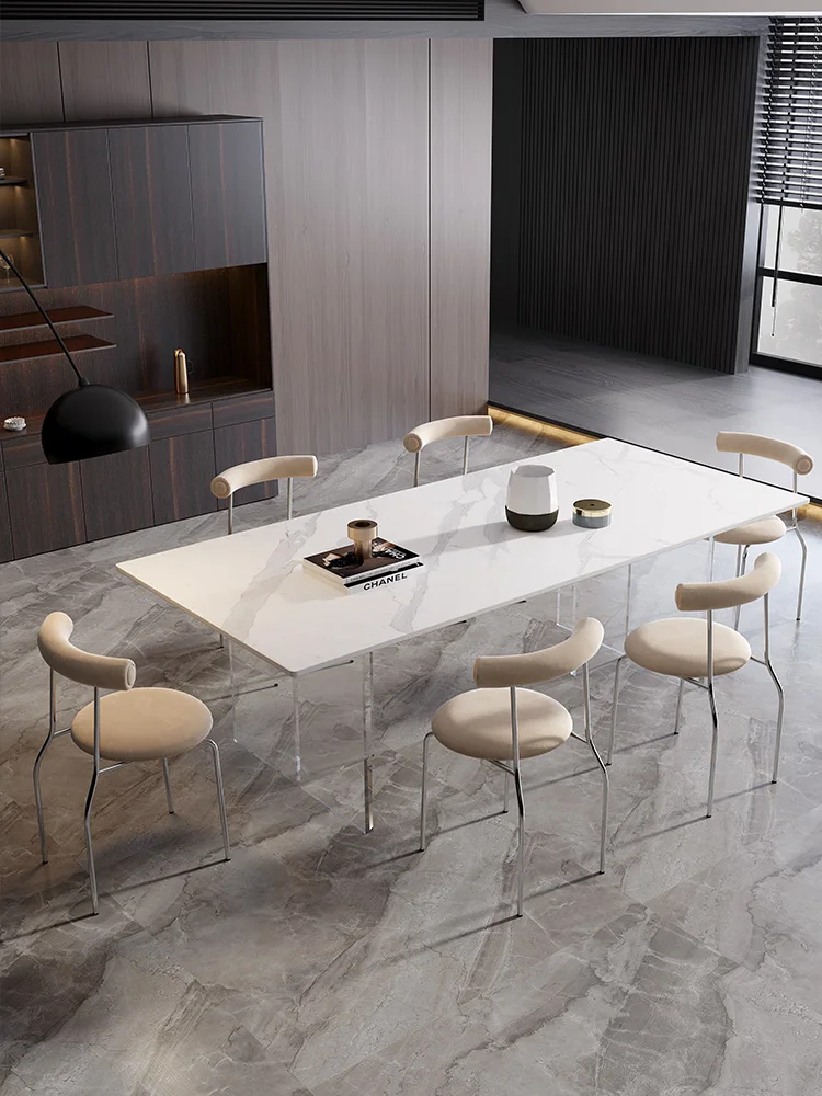 The product can be customized. Suspended slate dining table and chair combination modern simple small household