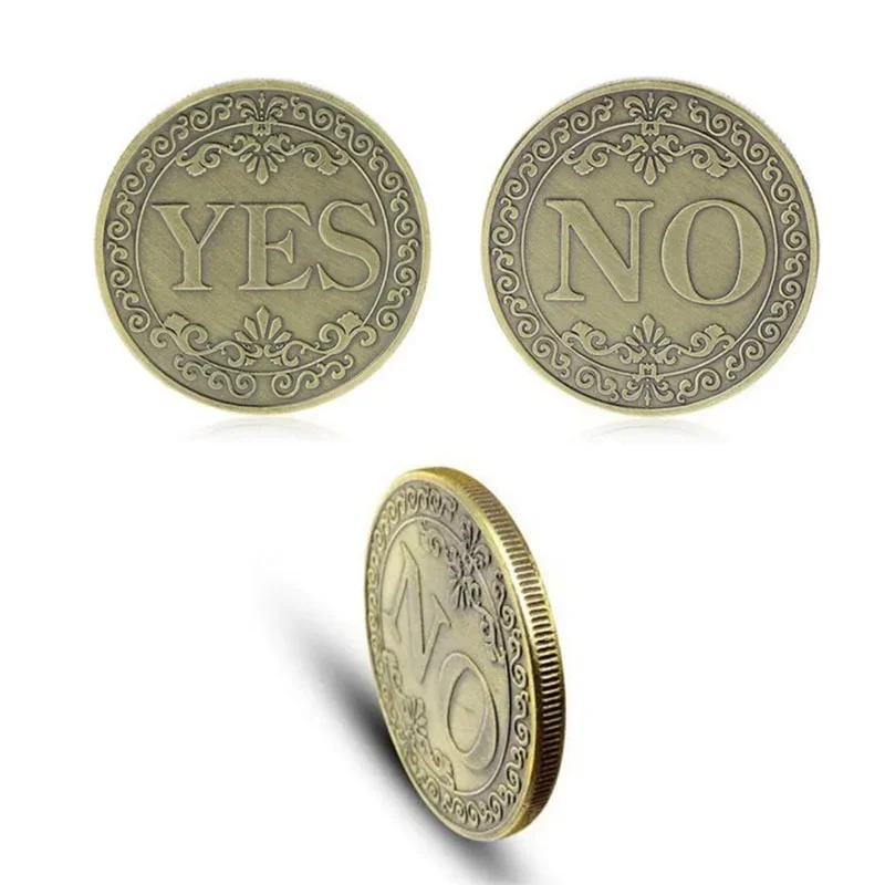 YES or NO Commemorative Coin Floral YES NO Letter Coin Classic Magic Tricks Toys Close Up Magic Props Show Tool Accessories