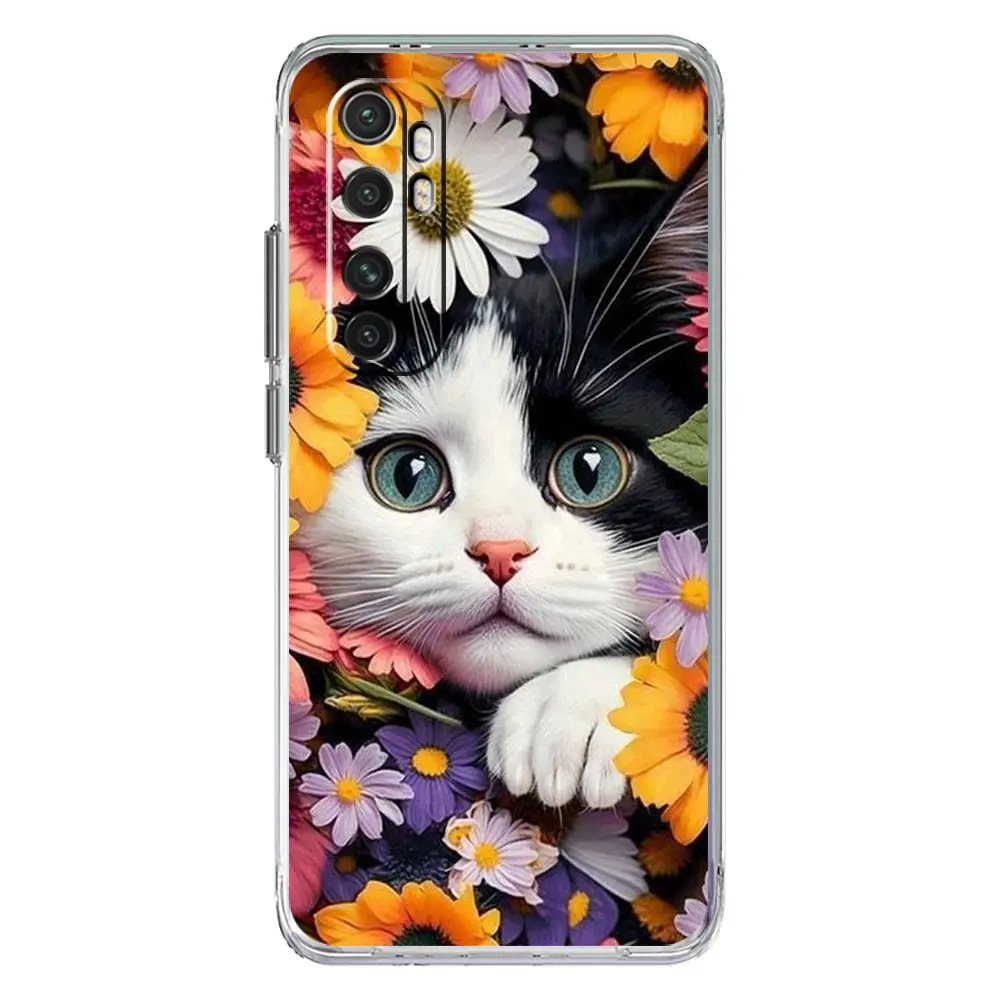 Phone Case For Xiaomi Poco X6 X5 NFC X3 F6 F5 Pro F4 F3 M3 14 13T 12T 12 13 Lite 11 Mi 5G Clear Cover Cute Detection cat