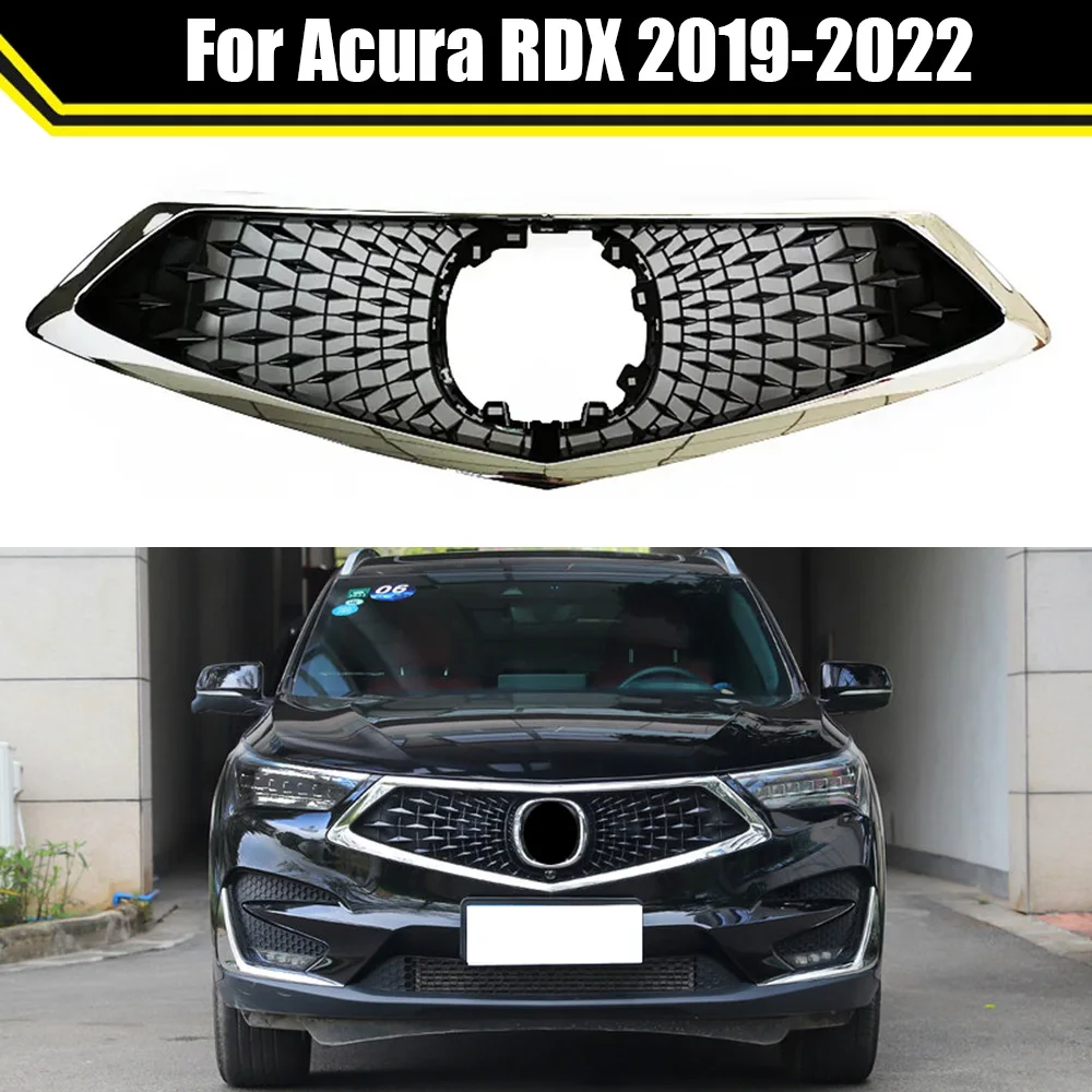 Collision Parts For Acura RDX 2019-2022 Modified Front Mid Grill Mesh Grille Assembly Car ABS Grills Upper Bumper Grid