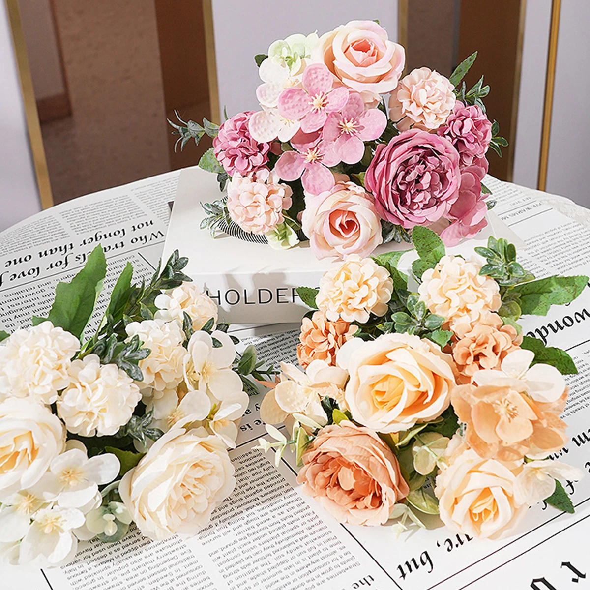 7 Fork Silk Peony Rose Hydrangea Artificial Flower Wedding garden archway Valentine Wreath Decora Gift Floral Arrangement Bonsai