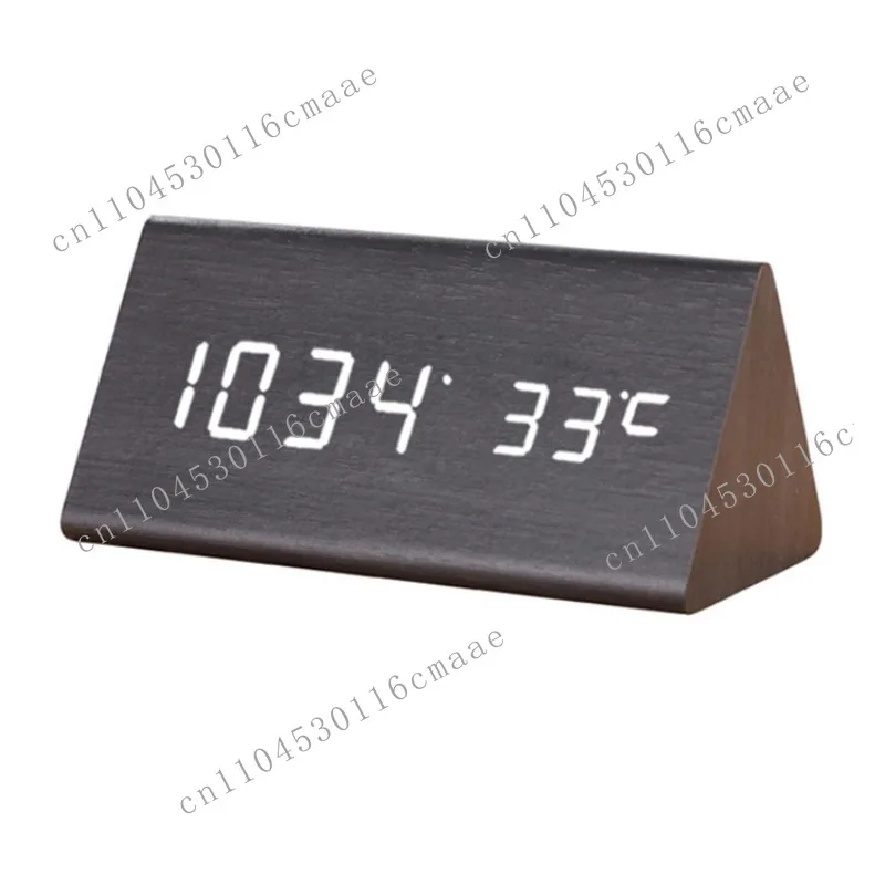 

Wooden electronic alarm clock, desk clock, LED lamp bead, digital voice-activated clock, silent bedroom